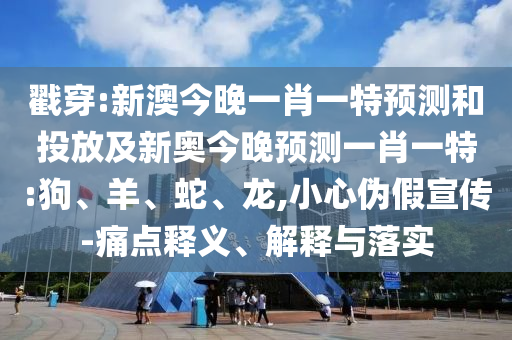 戳穿:新澳今晚一肖一特預(yù)測和投放及新奧今晚預(yù)測一肖一特:狗、羊、蛇、龍,小心偽假宣傳-痛點釋義、解釋與落實
