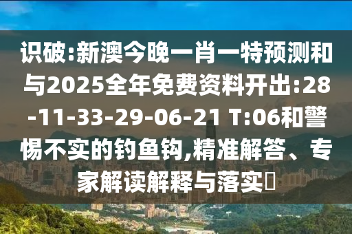 識破:新澳今晚一肖一特預測和與2025全年免費資料開出:28-11-33-29-06-21 T:06和警惕不實的釣魚鉤,精準解答、專家解讀解釋與落實?