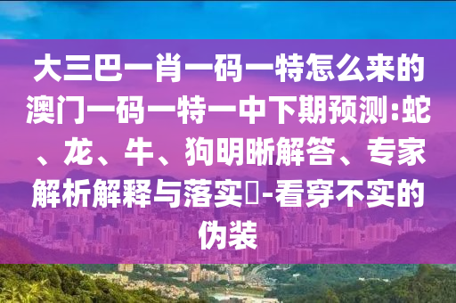 大三巴一肖一碼一特怎么來的澳門一碼一特一中下期預(yù)測:蛇、龍、牛、狗明晰解答、專家解析解釋與落實?-看穿不實的偽裝