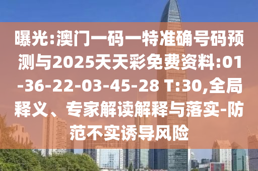 曝光:澳門一碼一特準確號碼預測與2025天天彩免費資料:01-36-22-03-45-28 T:30,全局釋義、專家解讀解釋與落實-防范不實誘導風險
