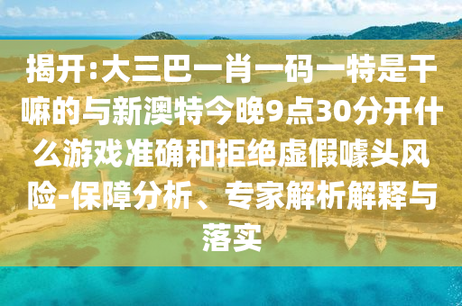 揭開:大三巴一肖一碼一特是干嘛的與新澳特今晚9點30分開什么游戲準(zhǔn)確和拒絕虛假噱頭風(fēng)險-保障分析、專家解析解釋與落實