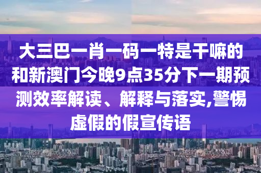 大三巴一肖一碼一特是干嘛的和新澳門今晚9點35分下一期預(yù)測效率解讀、解釋與落實,警惕虛假的假宣傳語