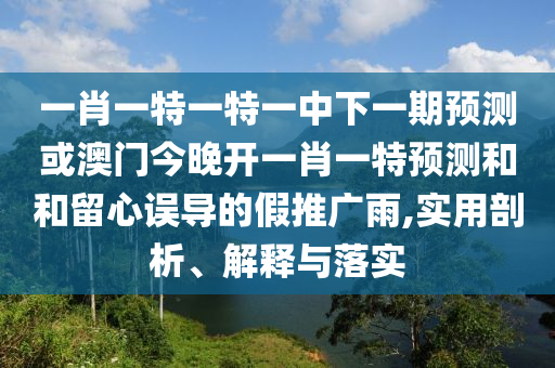 一肖一特一特一中下一期預(yù)測(cè)或澳門今晚開一肖一特預(yù)測(cè)和和留心誤導(dǎo)的假推廣雨,實(shí)用剖析、解釋與落實(shí)