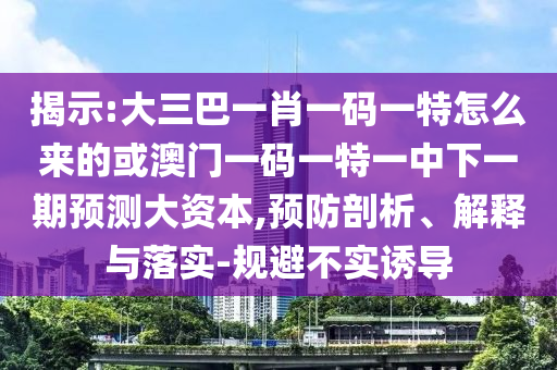 揭示:大三巴一肖一碼一特怎么來的或澳門一碼一特一中下一期預測大資本,預防剖析、解釋與落實-規(guī)避不實誘導
