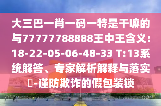 大三巴一肖一碼一特是干嘛的與77777788888王中王含義:18-22-05-06-48-33 T:13系統(tǒng)解答、專家解析解釋與落實?-謹防欺詐的假包裝鎖