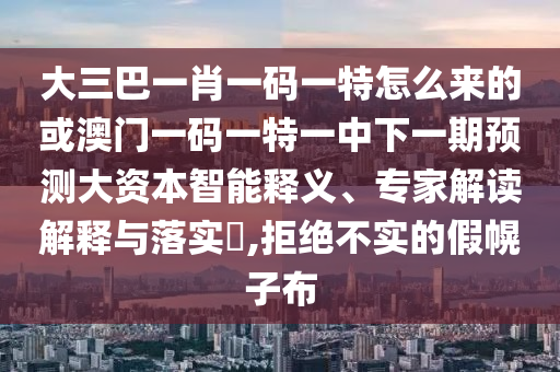 大三巴一肖一碼一特怎么來的或澳門一碼一特一中下一期預測大資本智能釋義、專家解讀解釋與落實?,拒絕不實的假幌子布