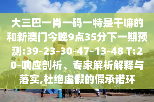 大三巴一肖一碼一特是干嘛的和新澳門今晚9點35分下一期預(yù)測:39-23-30-47-13-48 T:20-響應(yīng)剖析、專家解析解釋與落實,杜絕虛假的假承諾環(huán)